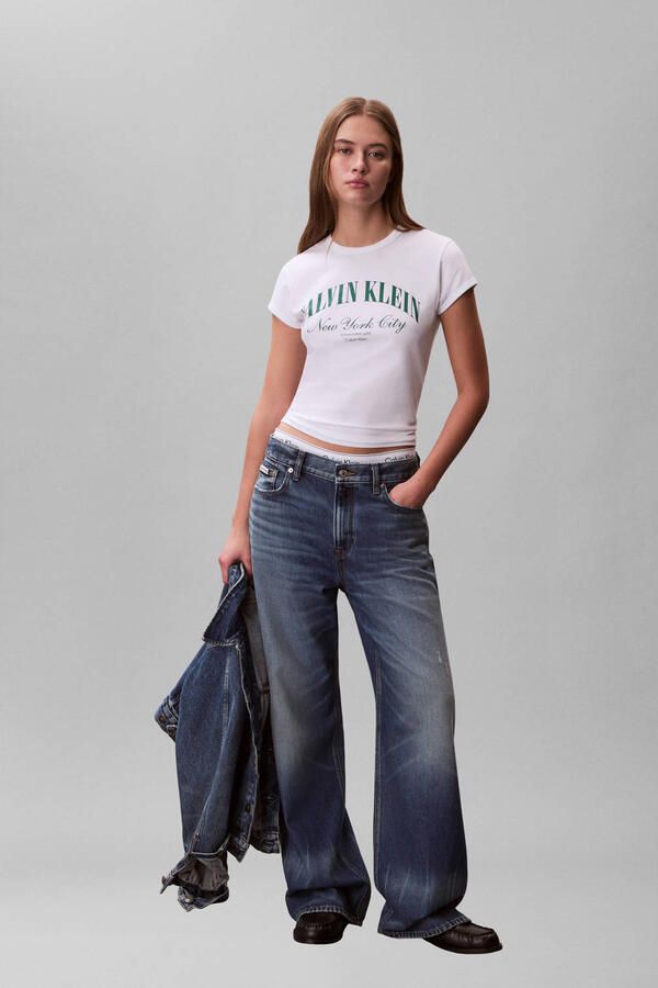 CALVIN KLEIN Dames Tops & T-shirts Ss Graphic Logo Baby Tee Wit - Foto 7