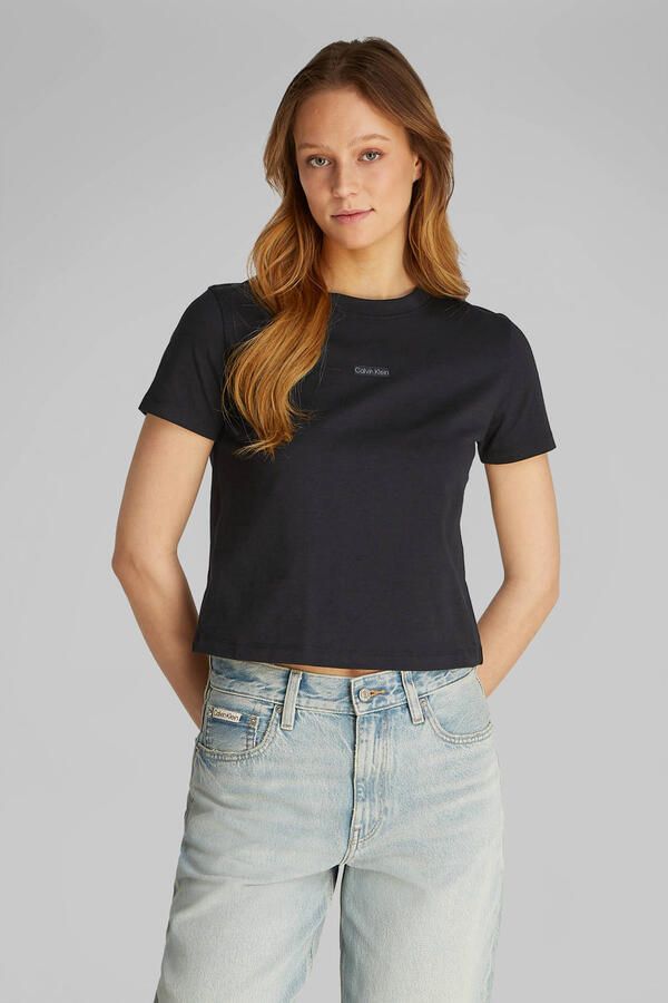 CALVIN KLEIN Dames Tops & T-shirts Placed Institutional Baby Tee Zwart - Foto 7