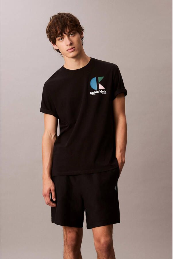 CALVIN KLEIN Heren Polo's & T-shirts Ss 20s Ck Bhs Lg Grp Zwart - Foto 6