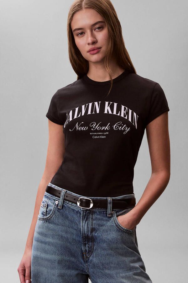 CALVIN KLEIN Dames Tops & T-shirts Ss Graphic Logo Baby Tee Zwart - Foto 5