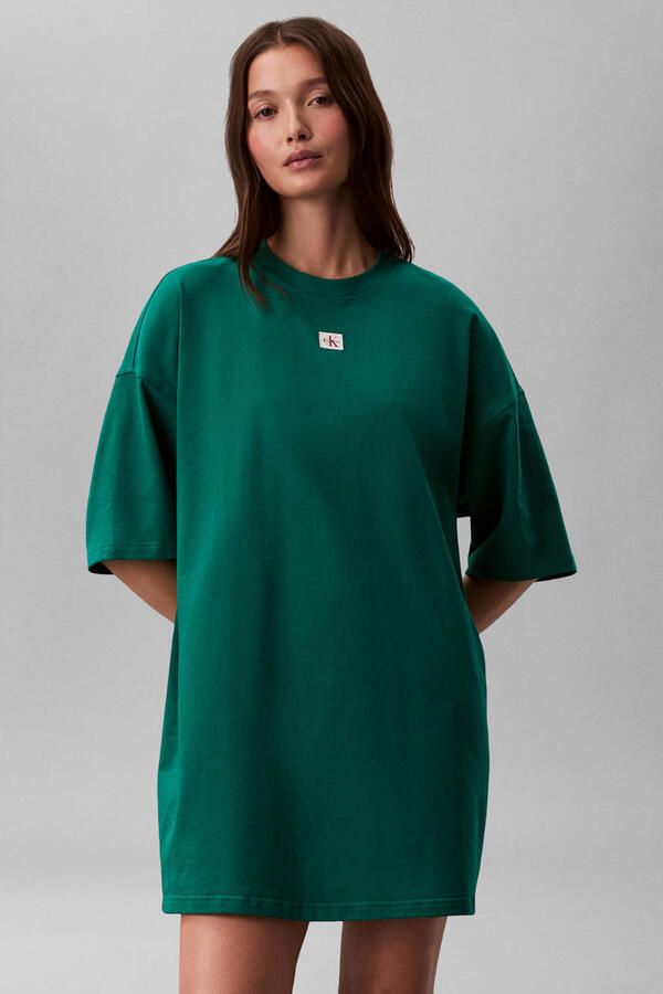 CALVIN KLEIN JEANS t-shirtjurk mini jurk donkergroen
