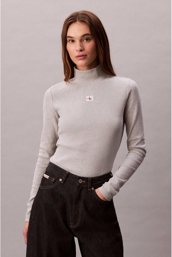 Calvin Klein Shirttop LS WOVEN LABEL TURTLENECK Met ronde hals regular fit - Foto 3