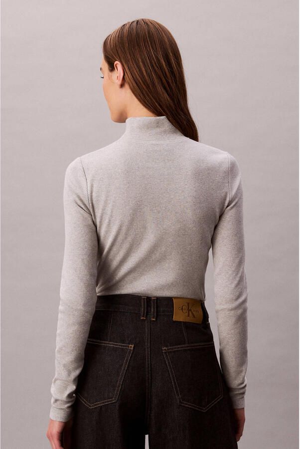 Calvin Klein Shirttop LS WOVEN LABEL TURTLENECK Met ronde hals regular fit - Foto 2
