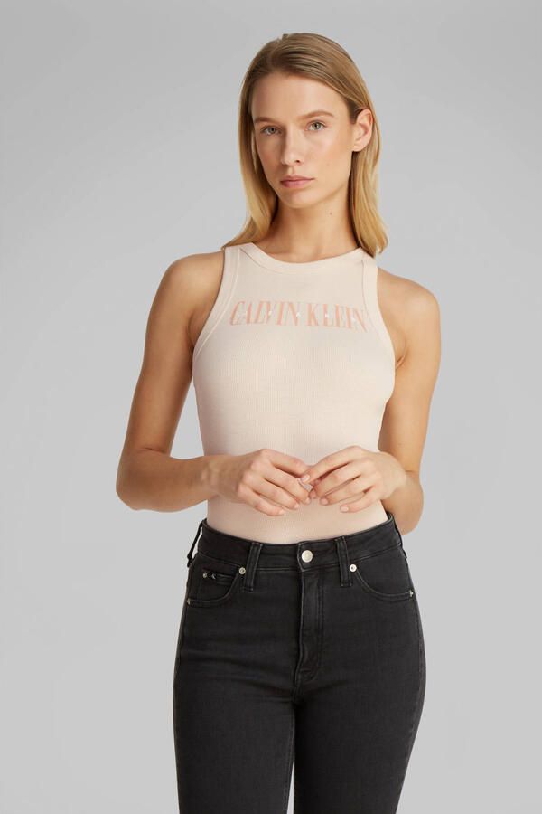CALVIN KLEIN Dames Tops & T-shirts Varsity Rib Tank Beige - Foto 6
