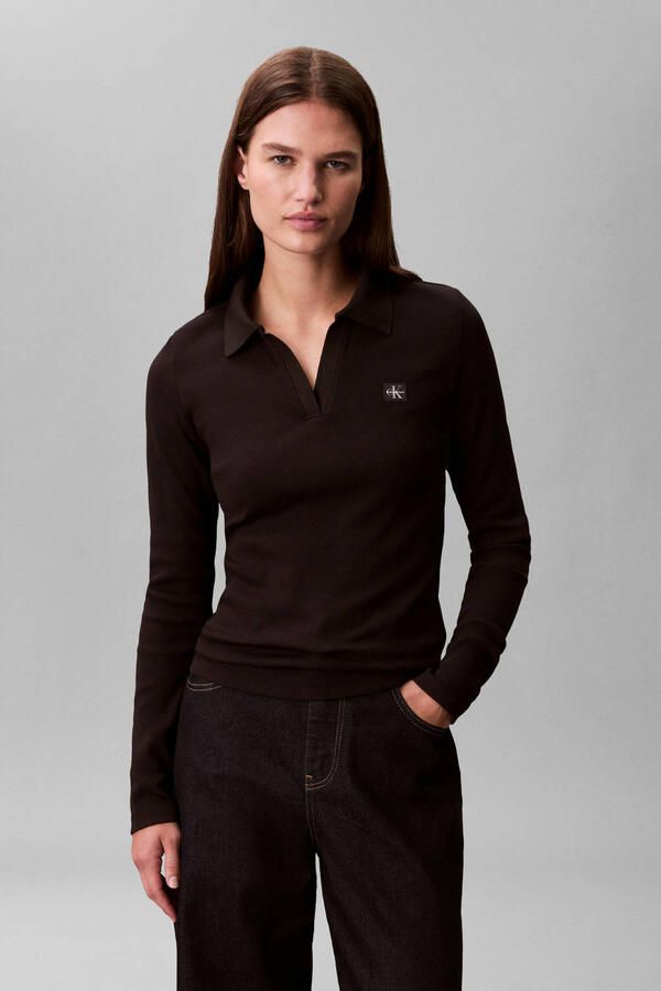 Calvin Klein Jeans Shirt met lange mouwen en labeldetail
