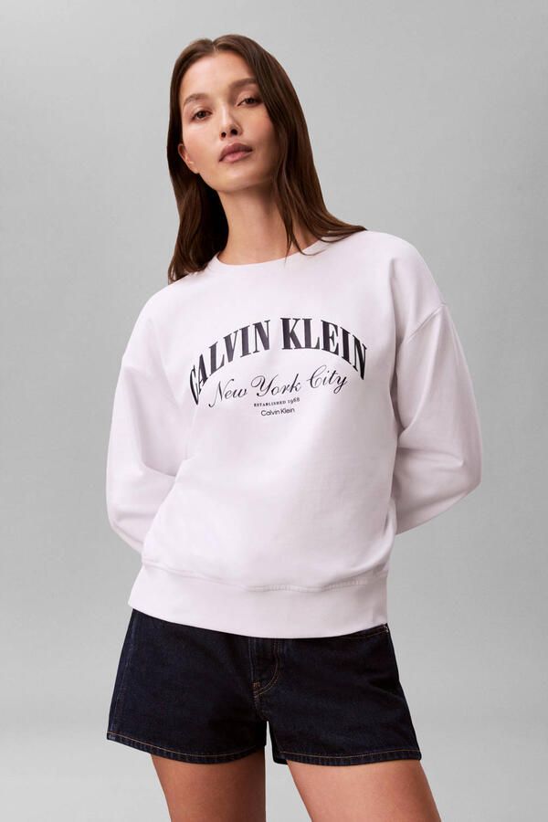 CALVIN KLEIN Dames Truien & Vesten Logo Graphic Crewneck Sweatshirt Wit - Foto 5