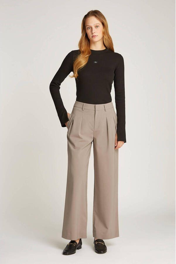 CALVIN KLEIN JEANS wide leg high waist broek taupe - Foto 2