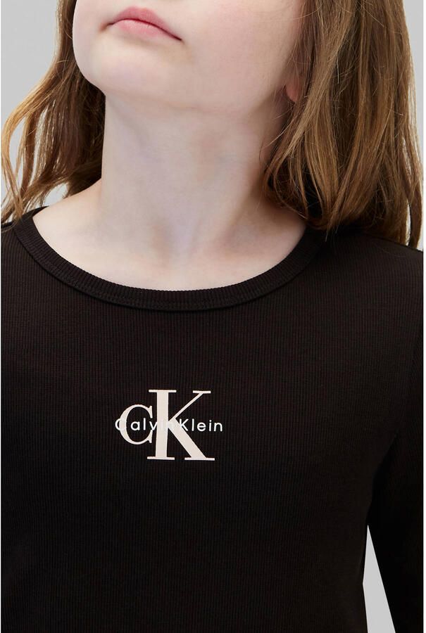 Calvin Klein longsleeve met logo zwart Meisjes Stretchkatoen Ronde hals - Foto 2