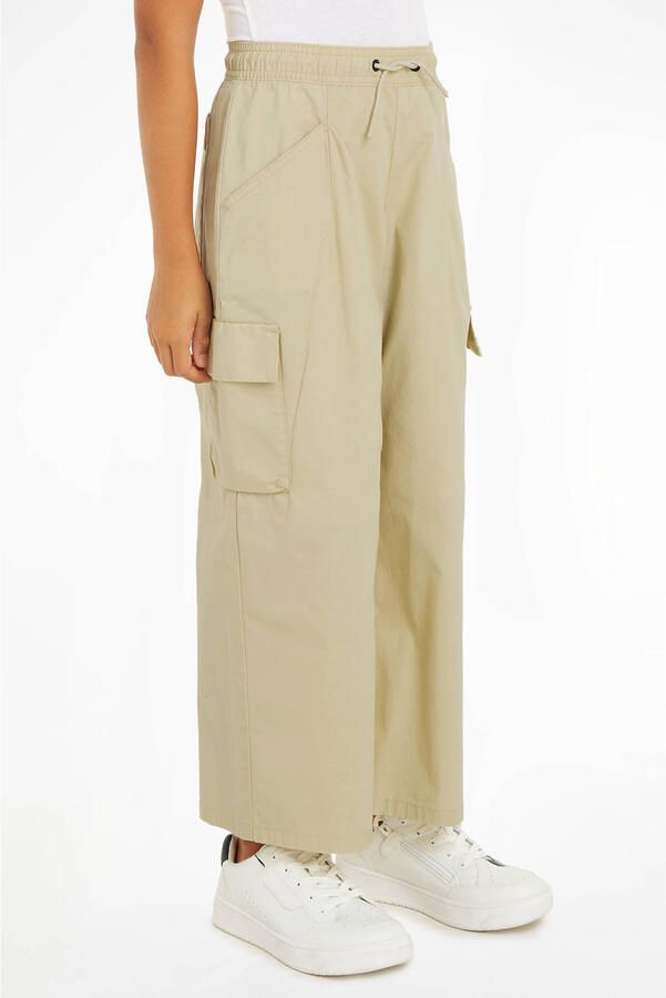 Calvin Klein loose fit cargobroek beige Meisjes Katoen Effen 164 - Foto 2