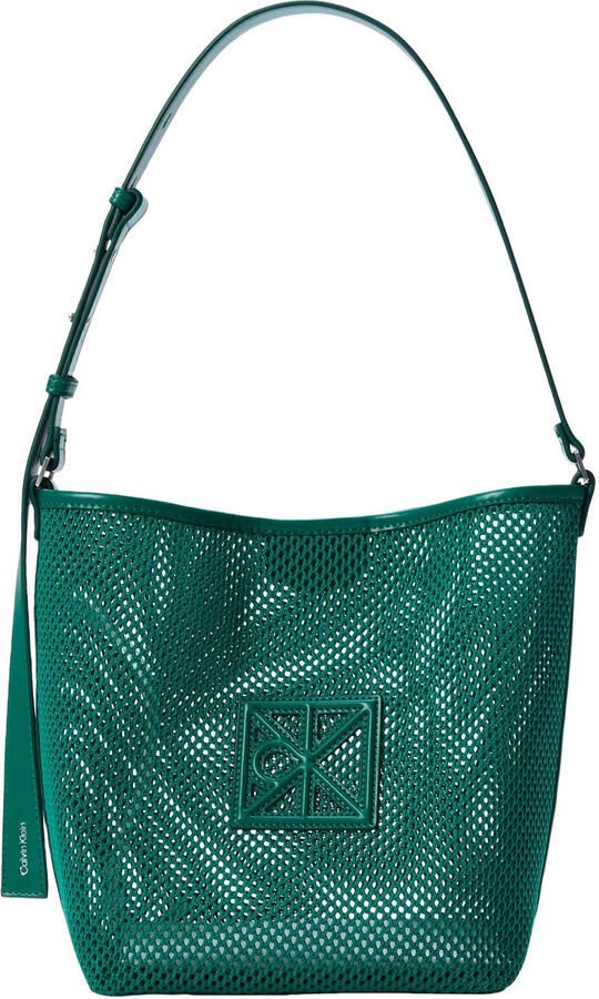 Calvin Klein mesh crossbody tas Emblem groen