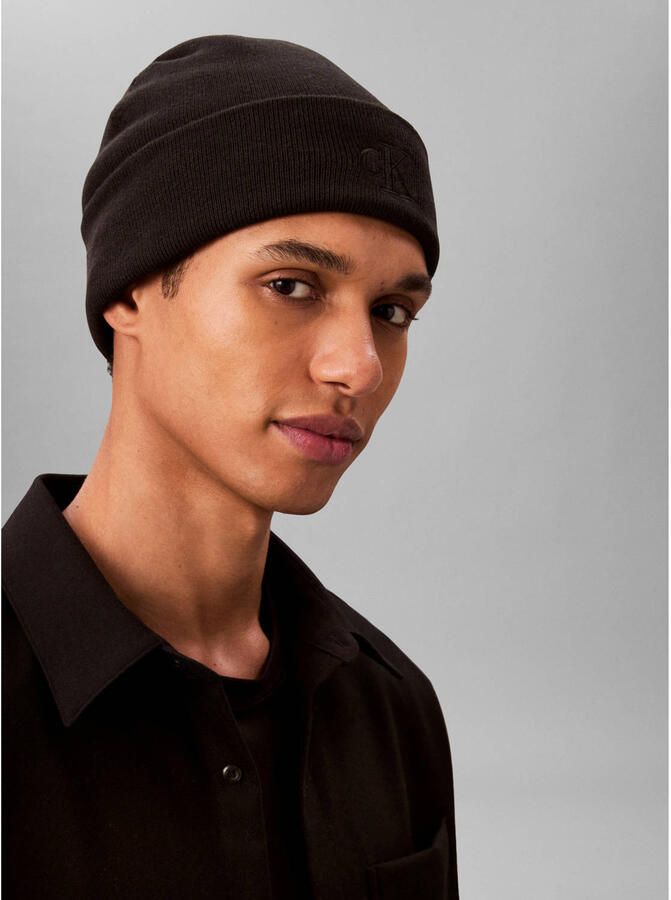CK Calvin Klein Beanie van viscosemix met logostitching - Foto 3