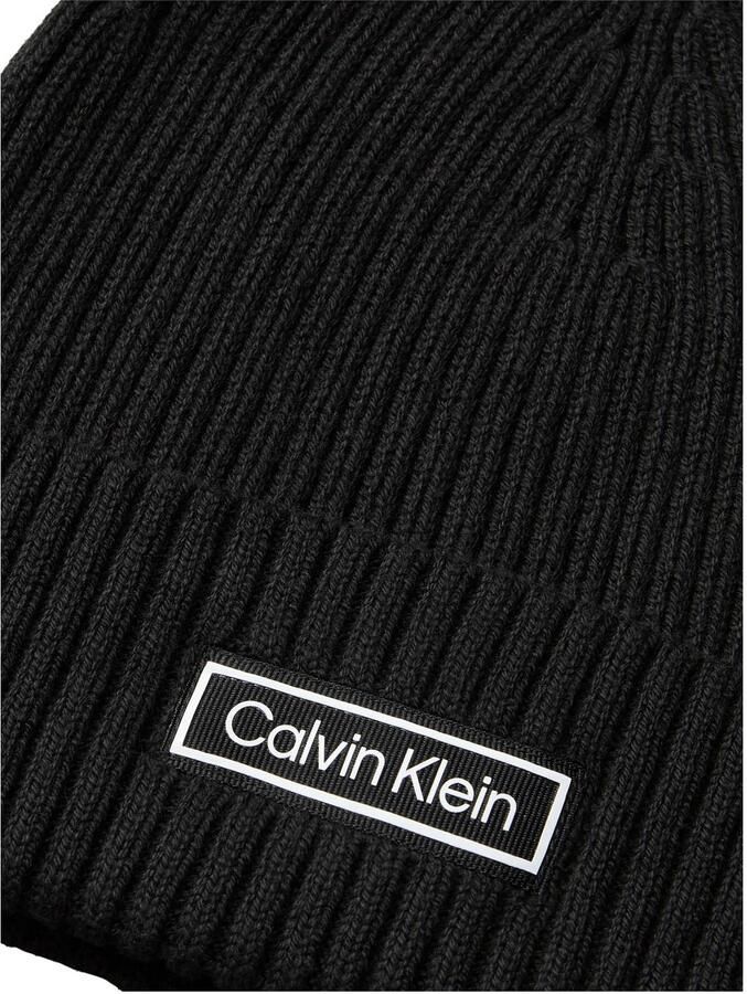 Calvin Klein Gebreide muts PATCH CHUNKY RIB COTTON BEANIE - Foto 2