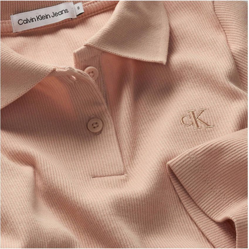 Calvin Klein polo RIB SLIM lichtroze Meisjes Stretchkatoen Polokraag Effen 116 - Foto 2