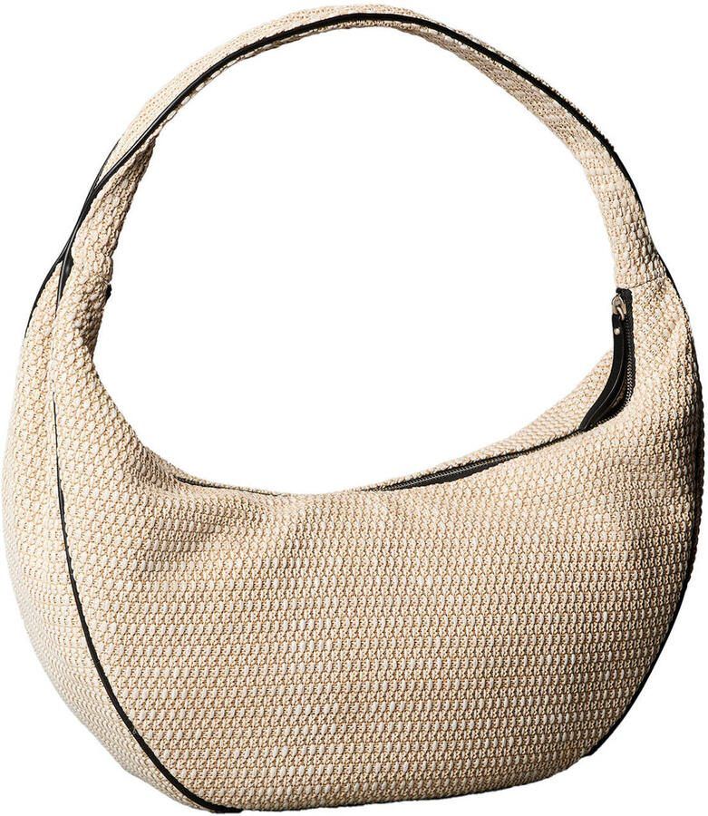 Calvin Klein raffia schoudertas ecru