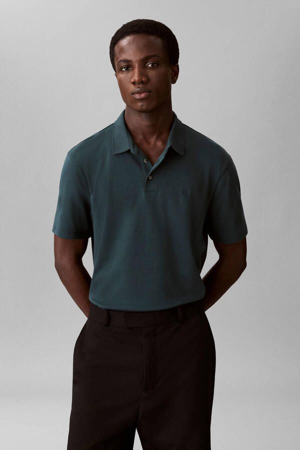 CALVIN KLEIN Heren Polo's & T-shirts Ss Supima Chest Emb Polo Donkergroen - Foto 5