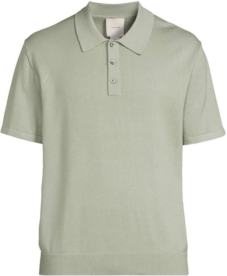Calvin Klein regular polo fijn gebreid lichtgroen