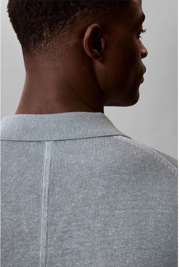 Calvin Klein regular polo met linnen grijsgroen gebreid - Foto 2