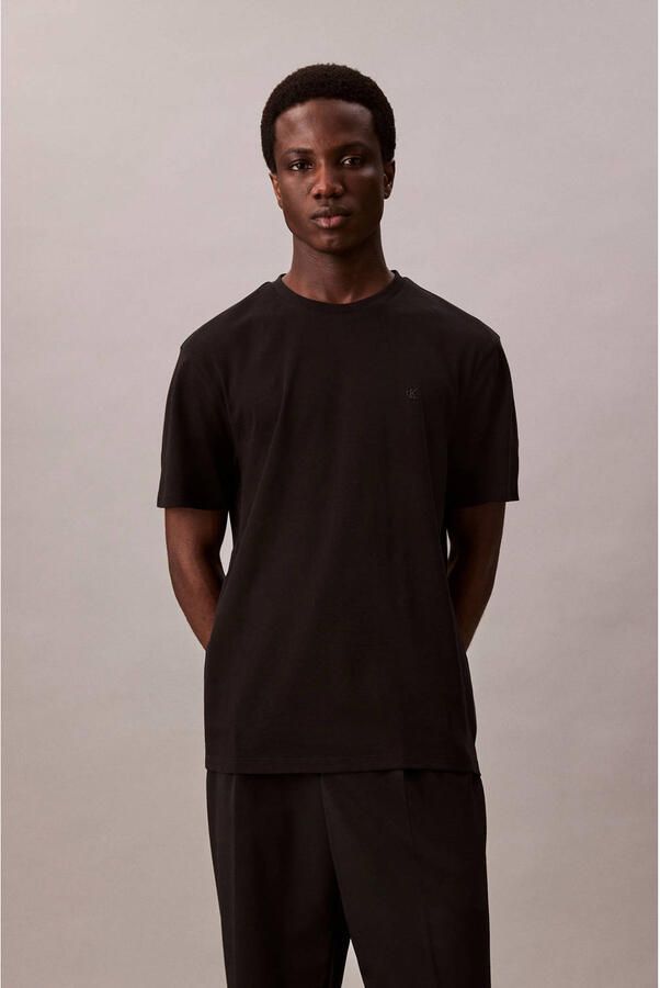 CK Calvin Klein T-shirt met logostitching model 'SUPIMA'