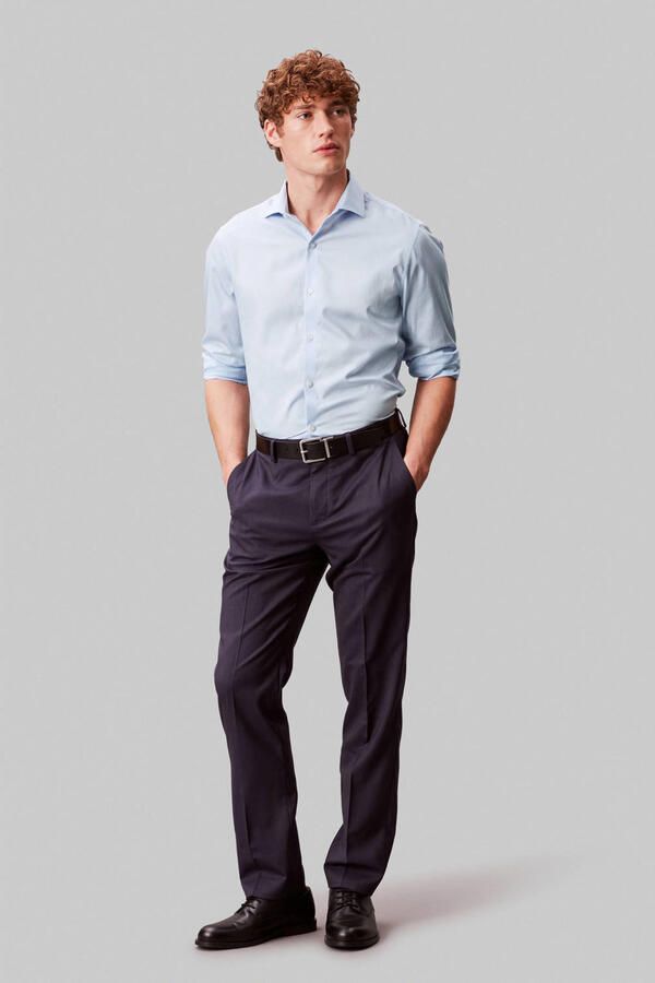 Calvin Klein slim zakelijk overhemd lichtblauw - Foto 2