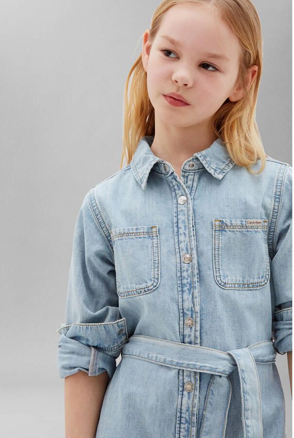Calvin Klein spijkerjurk met ceintuur lichtblauw