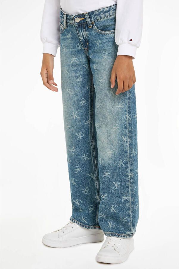 Calvin Klein straight fit jeans MR RELAXED met logo laser blue Blauw Meisjes Katoen 164