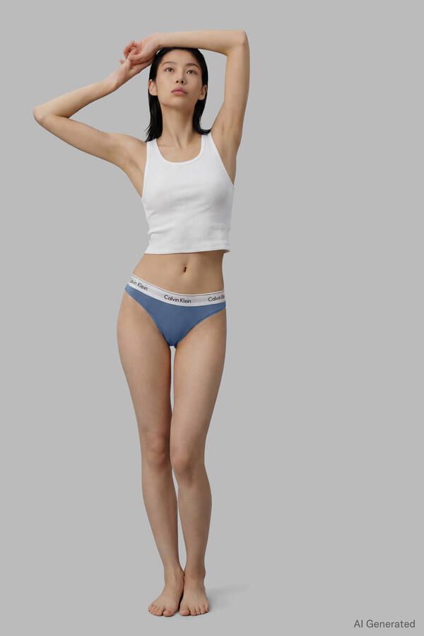 Calvin Klein string (set van 2) zwart lichtblauw - Foto 2