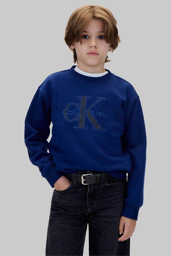 Calvin Klein sweater met borduursels en logo blauw