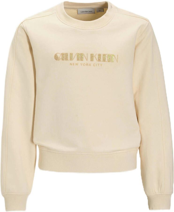Calvin Klein sweater met glitters ecru