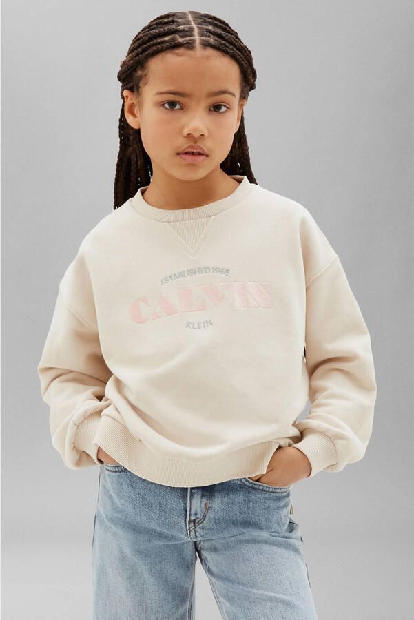Calvin Klein sweater met logo ecru