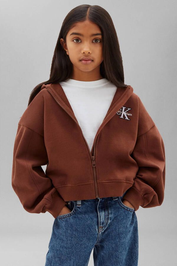 Calvin Klein sweatvest met logo bruin