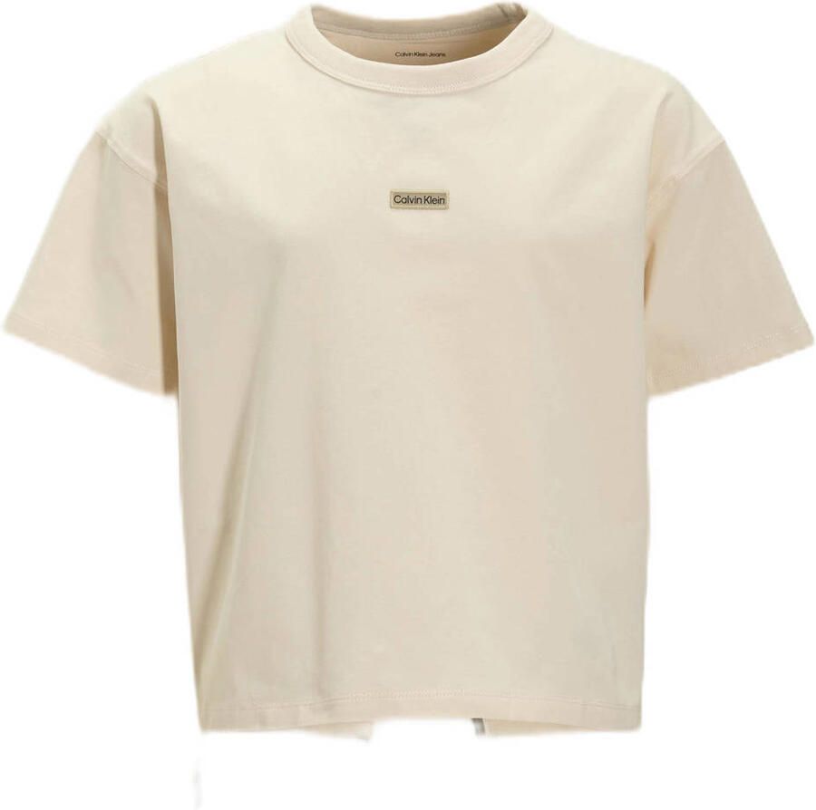 Calvin Klein T-shirt grijs Meisjes Stretchkatoen Ronde hals Effen