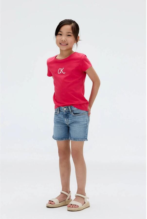 Calvin Klein Jeans Slim fit T-shirt met logoprint en ronde hals