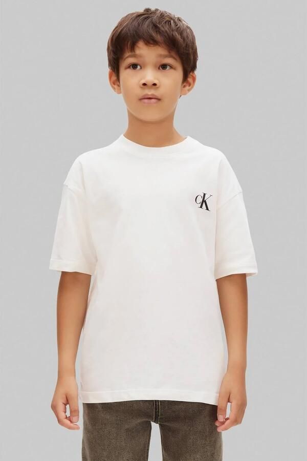 Calvin Klein T-shirts met logo beige (set van 2) Jongens Katoen Ronde hals