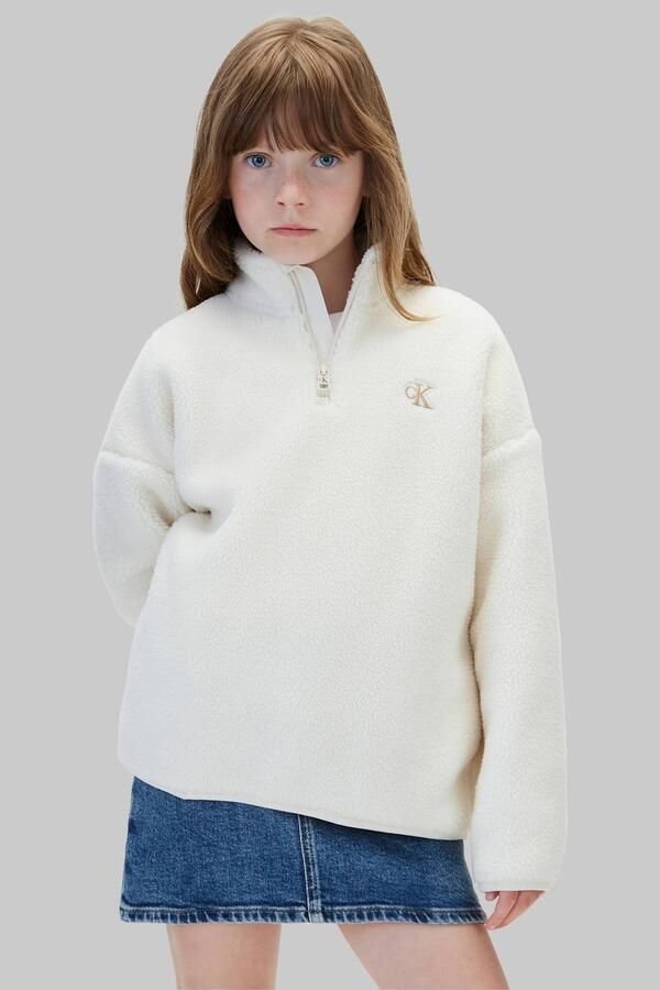 Calvin Klein teddy sweater wit Effen | Sweater van