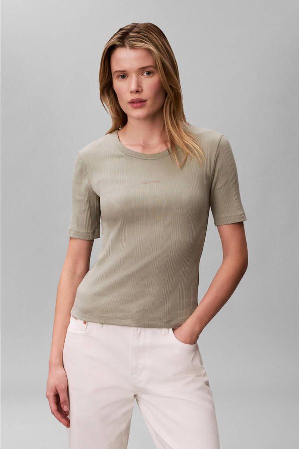 Calvin Klein top grijsgroen rib gebreid