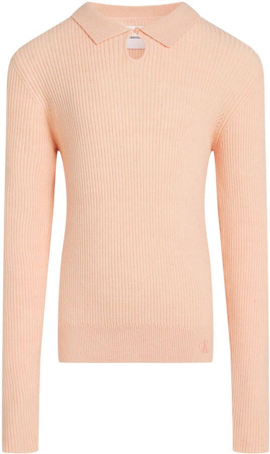 Calvin Klein top perzik Oranje Meisjes Katoen Polokraag Effen 176
