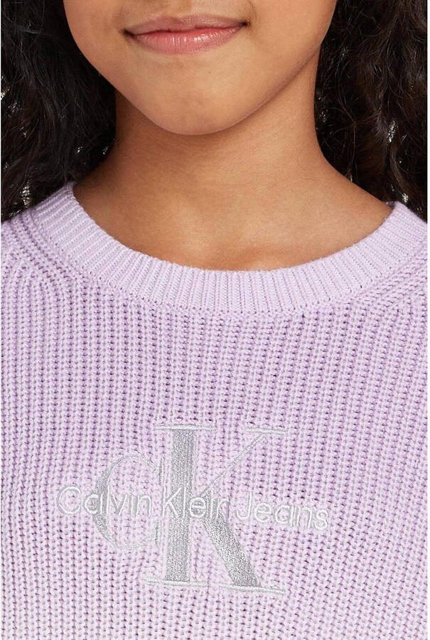 Calvin Klein trui lila wit Paars Meisjes Katoen Ronde hals Meerkleurig 128 - Foto 2