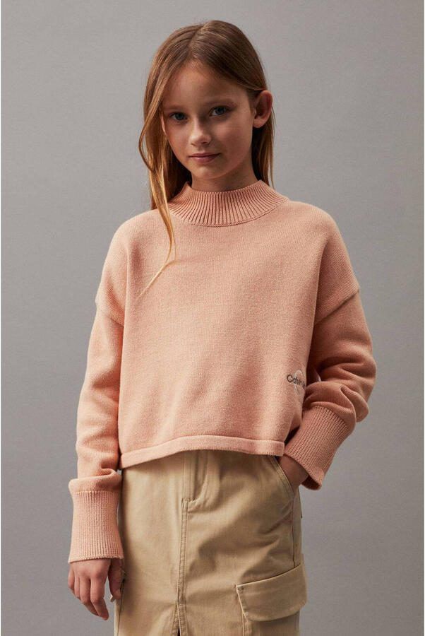 Calvin Klein trui perzik Roze Meisjes Katoen Opstaande kraag Effen 164 - Foto 3