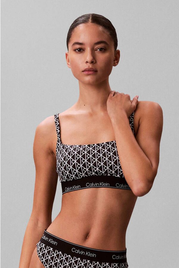 Calvin Klein voorgevormde crop bikinitop zwart wit - Foto 2