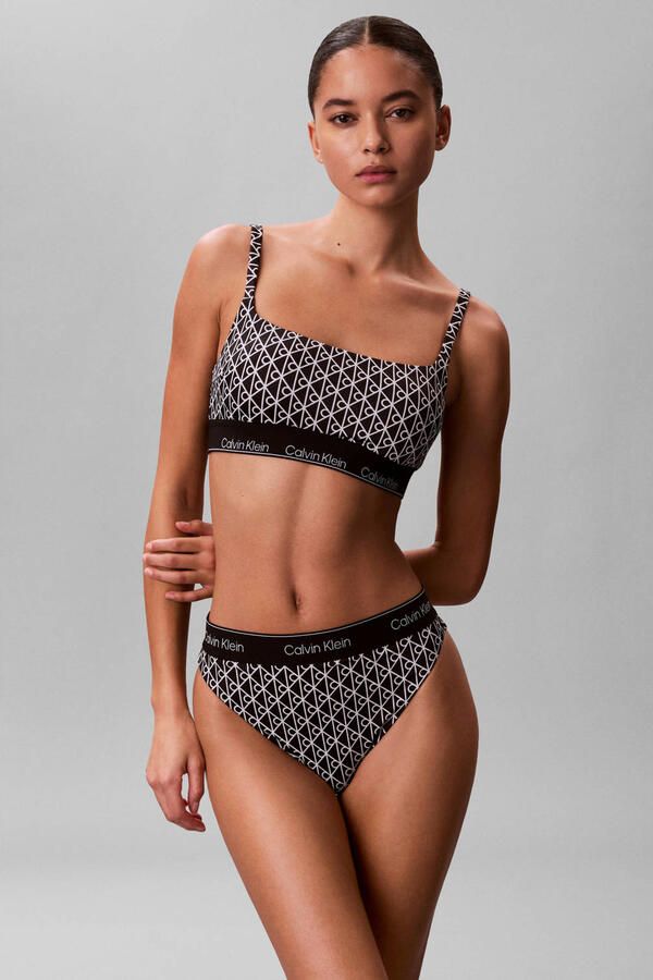Calvin Klein voorgevormde crop bikinitop zwart wit - Foto 3