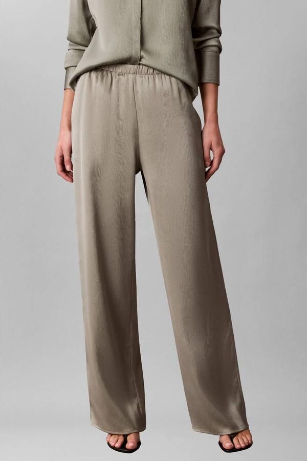Calvin Klein wide leg high waist broek grijsgroen