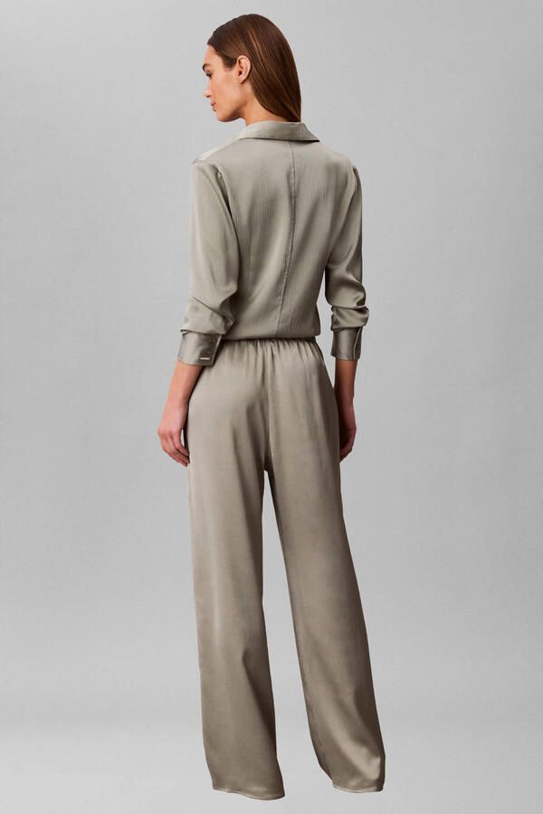 Calvin Klein wide leg high waist broek grijsgroen - Foto 2