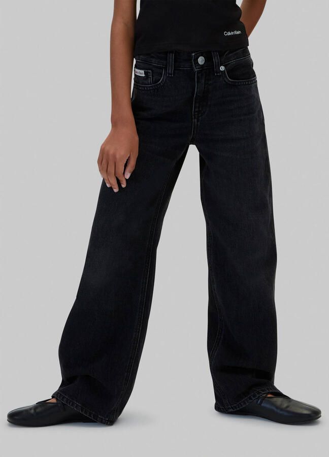 Calvin Klein wide leg jeans zwart Meisjes Denim Effen