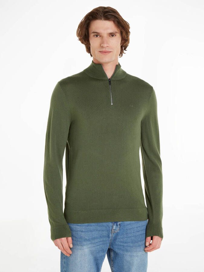 Calvin Klein fijngebreide trui van merinowol en logo thyme