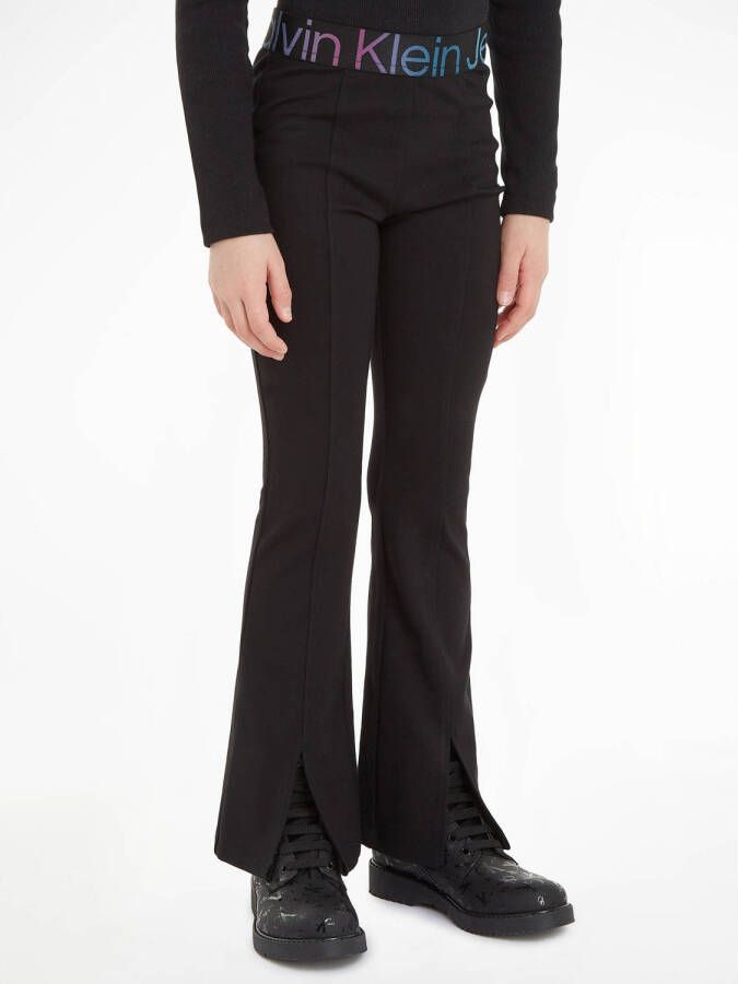 Calvin Klein flared broek PUNTO met logo zwart Meisjes Viscose Logo 164