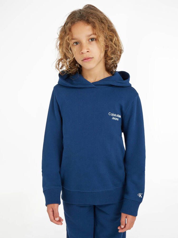 Calvin Klein hoodie met biologisch katoen blauw Sweater Jongens Katoen (biologisch) Capuchon 116