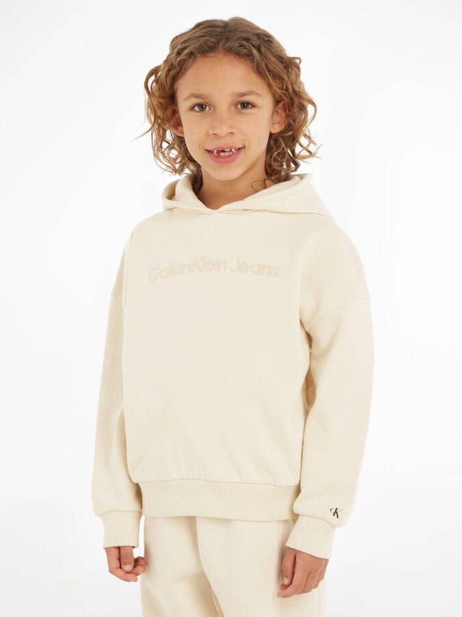 Calvin Klein hoodie met logo ecru Sweater Jongens Katoen Capuchon Logo 116