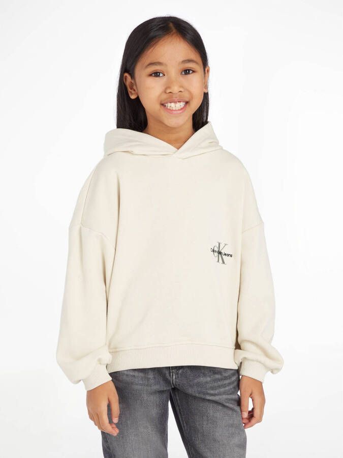 Calvin Klein hoodie met logo ecru Sweater Meisjes Katoen Capuchon Logo 116