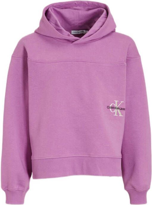 Calvin Klein hoodie met logo lila Sweater Paars Meisjes Katoen Capuchon 140