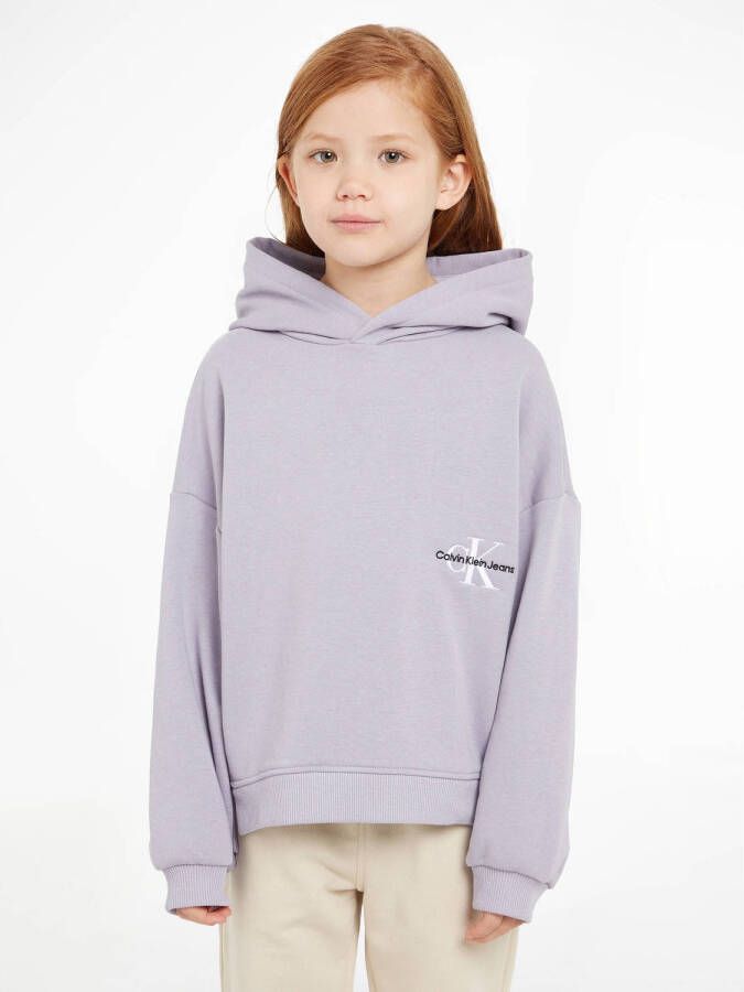 Calvin Klein hoodie met logo lila Sweater Paars Meisjes Katoen Capuchon 176